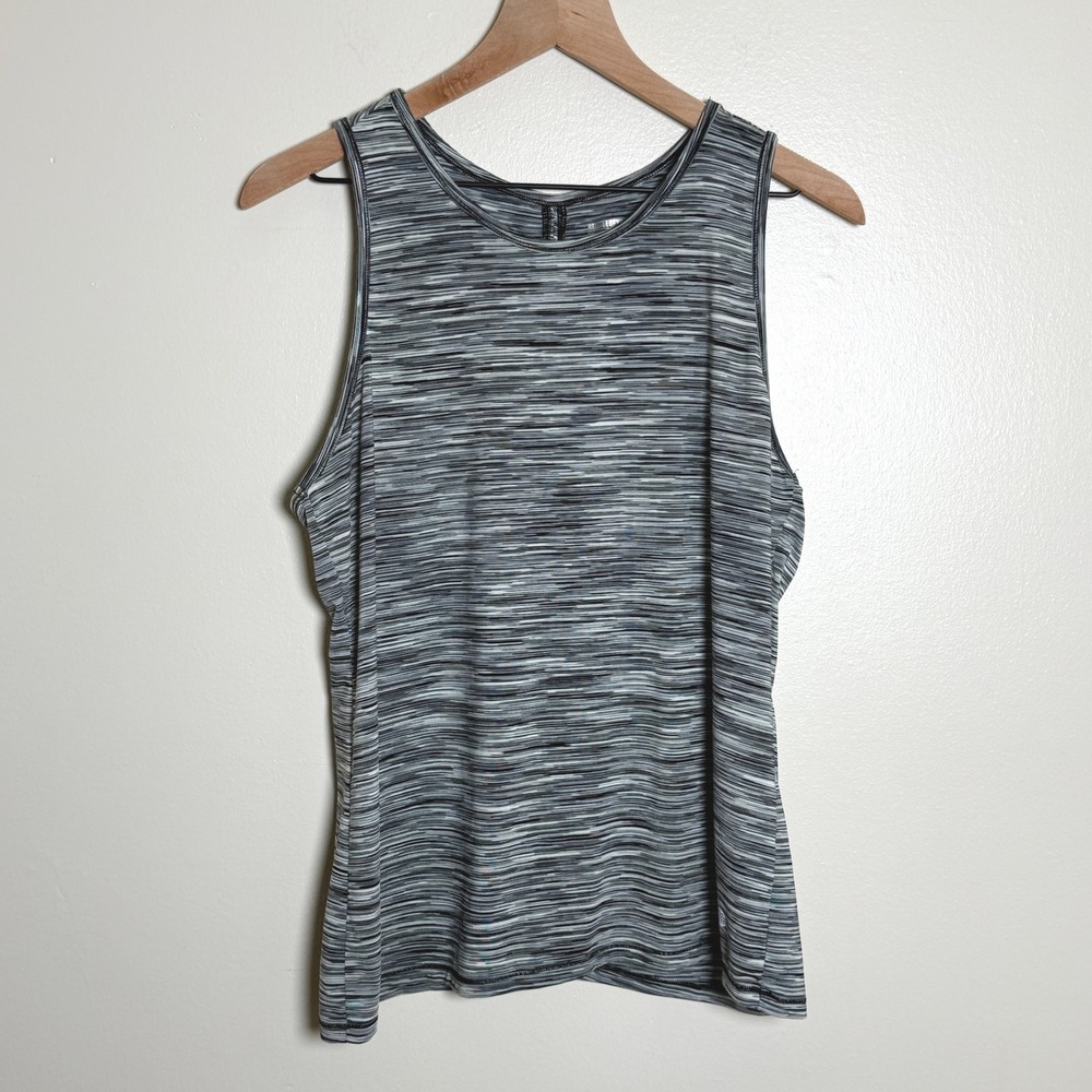 Reel Legends Womens Performance Tank Top Space Dye Grey Black Keep-It-Cool Large